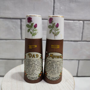 Vintage Salt and Pepper Shakers KENMAR Florida Souvenir Mother and Dad